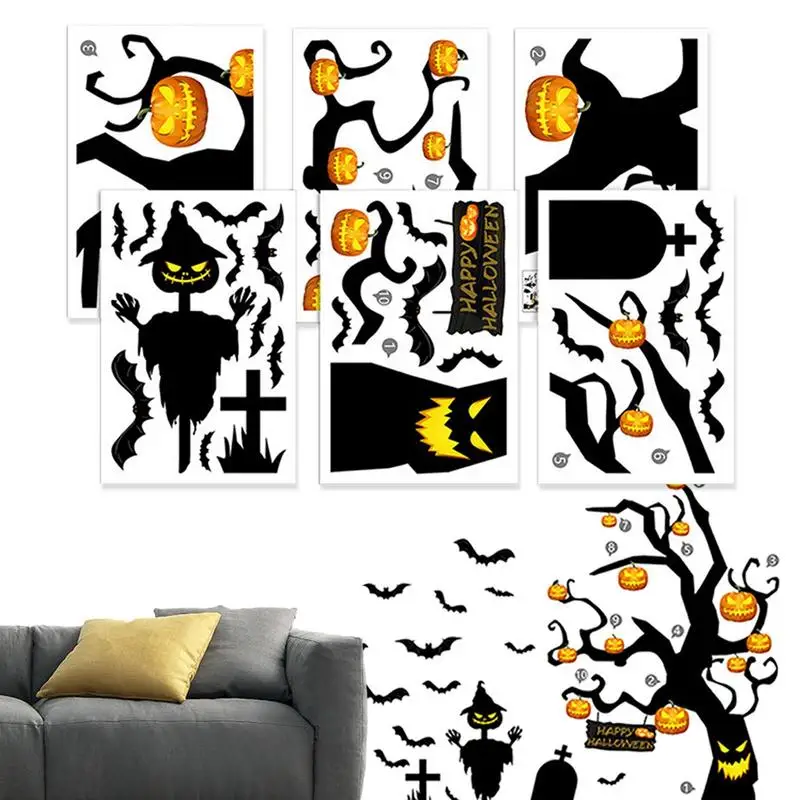 Bat Door Sticker Horrible Self-adhesive Door Decals Halloween Decorations For Role-Playing Parties Birthday Parties Movie Nights