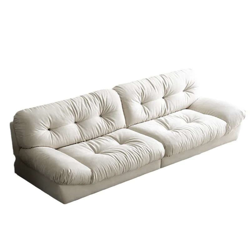 

Sofa Italian matte cloth small apartment straight row living room cream wind fabric sofa