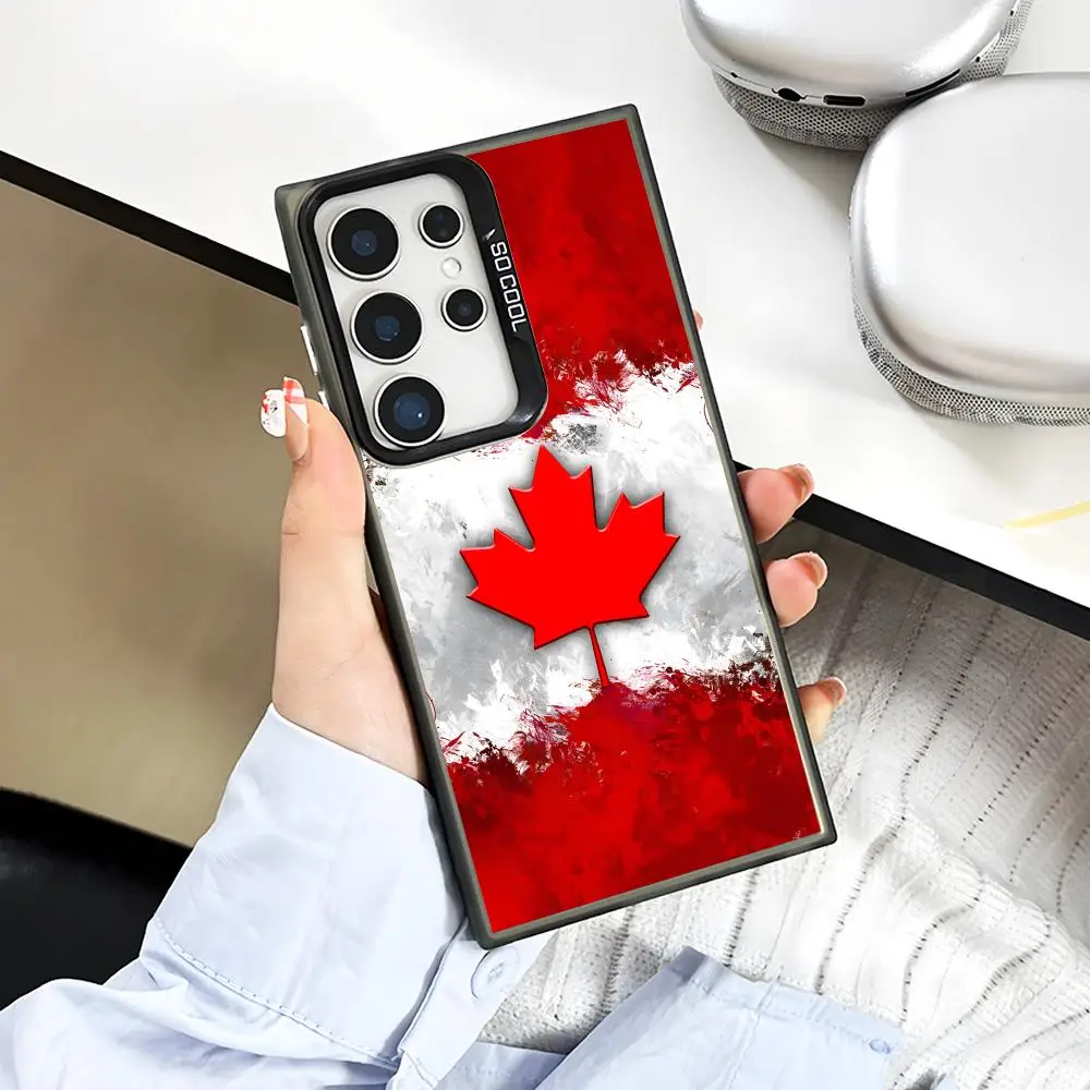 Canada Flag Phone Case for Samsung Galaxy A57 56 55 54 52 37 36 35 34 27 26 25 17 16 5G Colorful Silver Cover