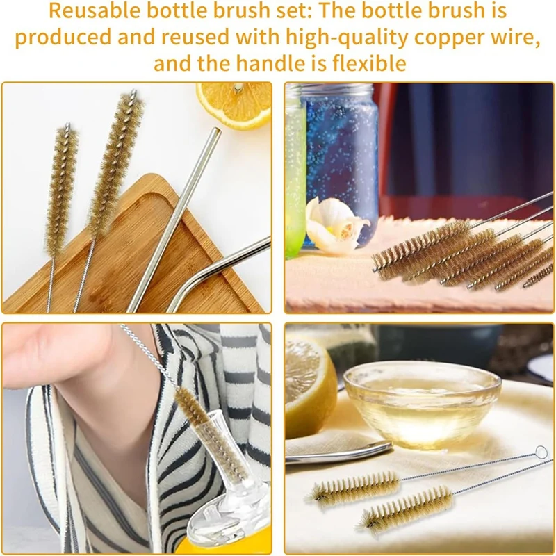 ABZV-7Pcs مجموعة فرش أنبوب الأسلاك النحاسية، فرش الأسلاك للتنظيف، منظف أنابيب الأسلاك، تنظيف فرشاة التجويف
