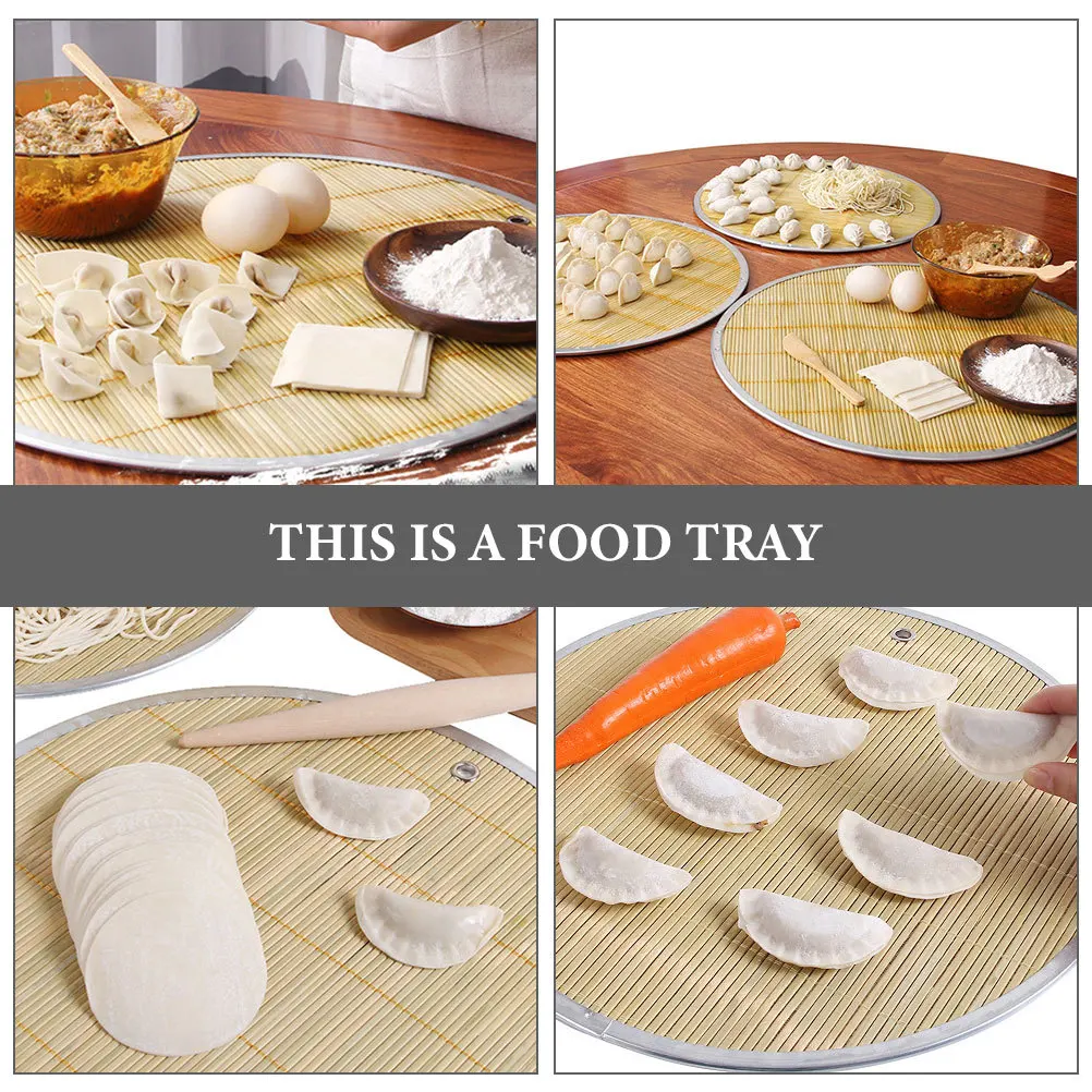 

2Pcs Non-Stick Bamboo Dumpling Tray Food Storage Double Sided Steamed Bun Tray Home Kitchen Supplies Perforated Pizza Peel