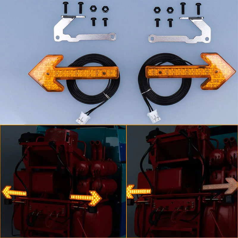 1 Pair Plastic Warning Light Arrow Lights for Tamiya 1/14 RC Truck for SCANIA 770S R620 for Volvo for ACTROS 3363 Car