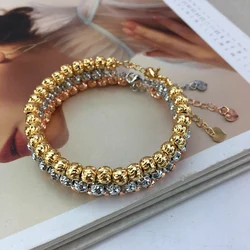 EMMA Fashion Vintage Charm Bangle 3pcs/set Gold Plated Bead Women's Bracelets Wedding Anniversary Party Jewelry Gift