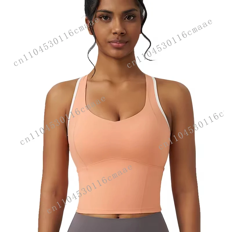 

New Women's Workout Tank Tops Built-In Shelf Bras Padded Racerback Athletic Spandex Yoga Fitness Short Length Knitted Fabric
