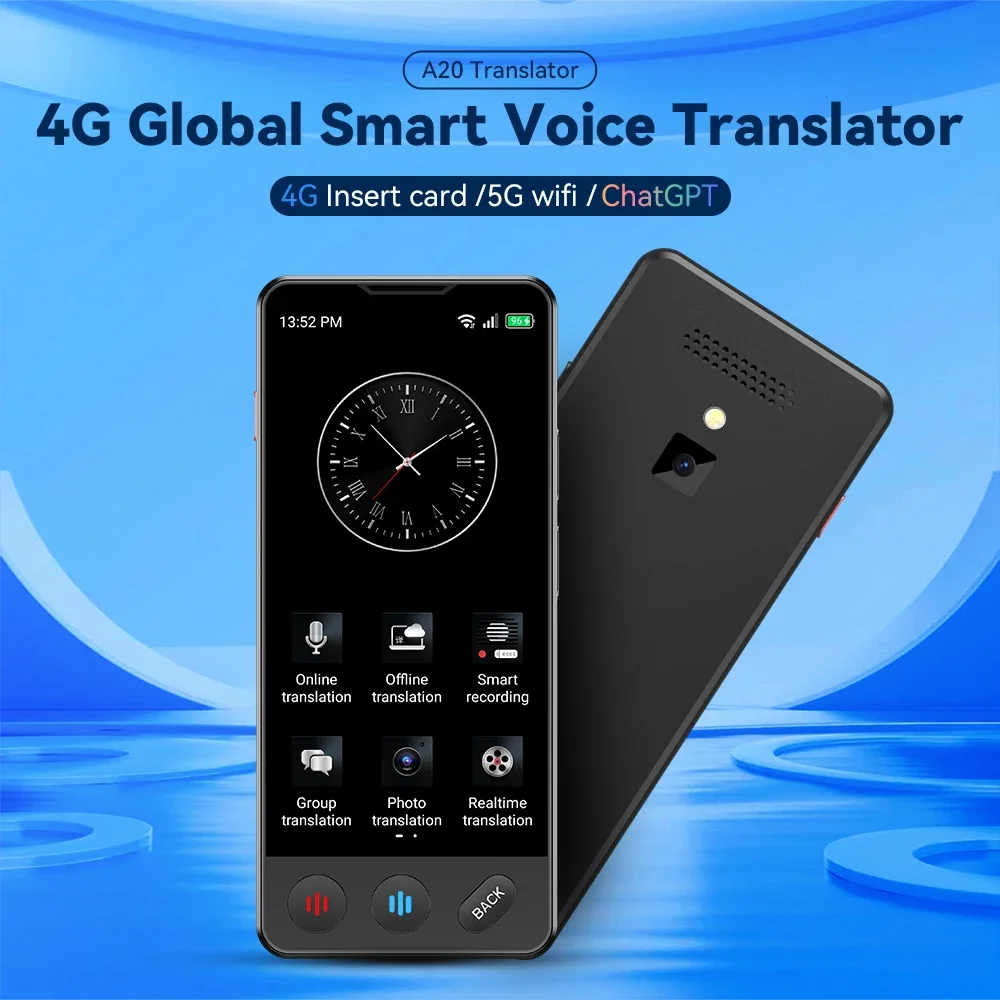 A20 Portable Instant Language Sim Card Translator Support 138 Language 4g Wifi Off Line Translation Voice Language Translator