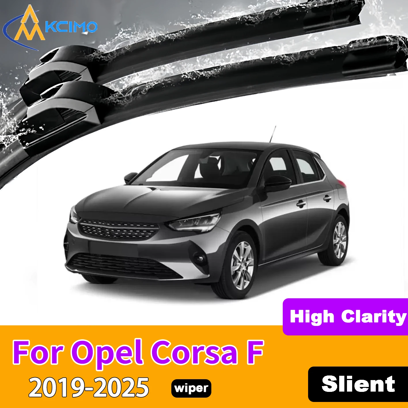 

KCIMO 2PCS Front Windshield Wiper Blades For Opel Corsa F 2019-2025 Rubber Full Coverage Wiping Silent Wiper Blades