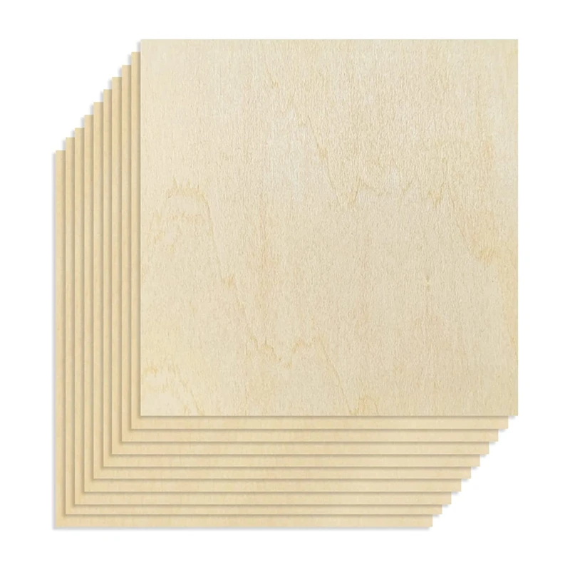 10Pcs 20X20X0.2Cm Basswood Sheets Unfinished Wood Board, Rectangle Blank Wooden, Wooden Cutouts For Crafts