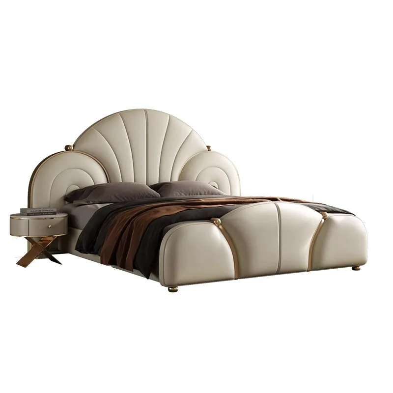 Simple European Bed Luxury King Size Double Modern Girls Bed Design Leather Princess Sleeping Beliche Lounge Suite Furniture