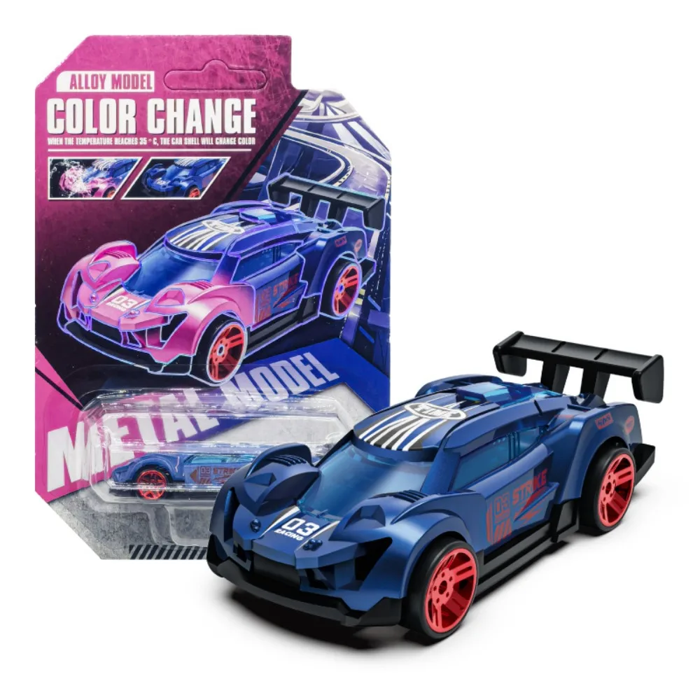 1:64 Scale Color Changing Car Crash-Resistant Vehicle Plastic Racing Car Model Inertia Alloy Pull Back Car Kids Toy