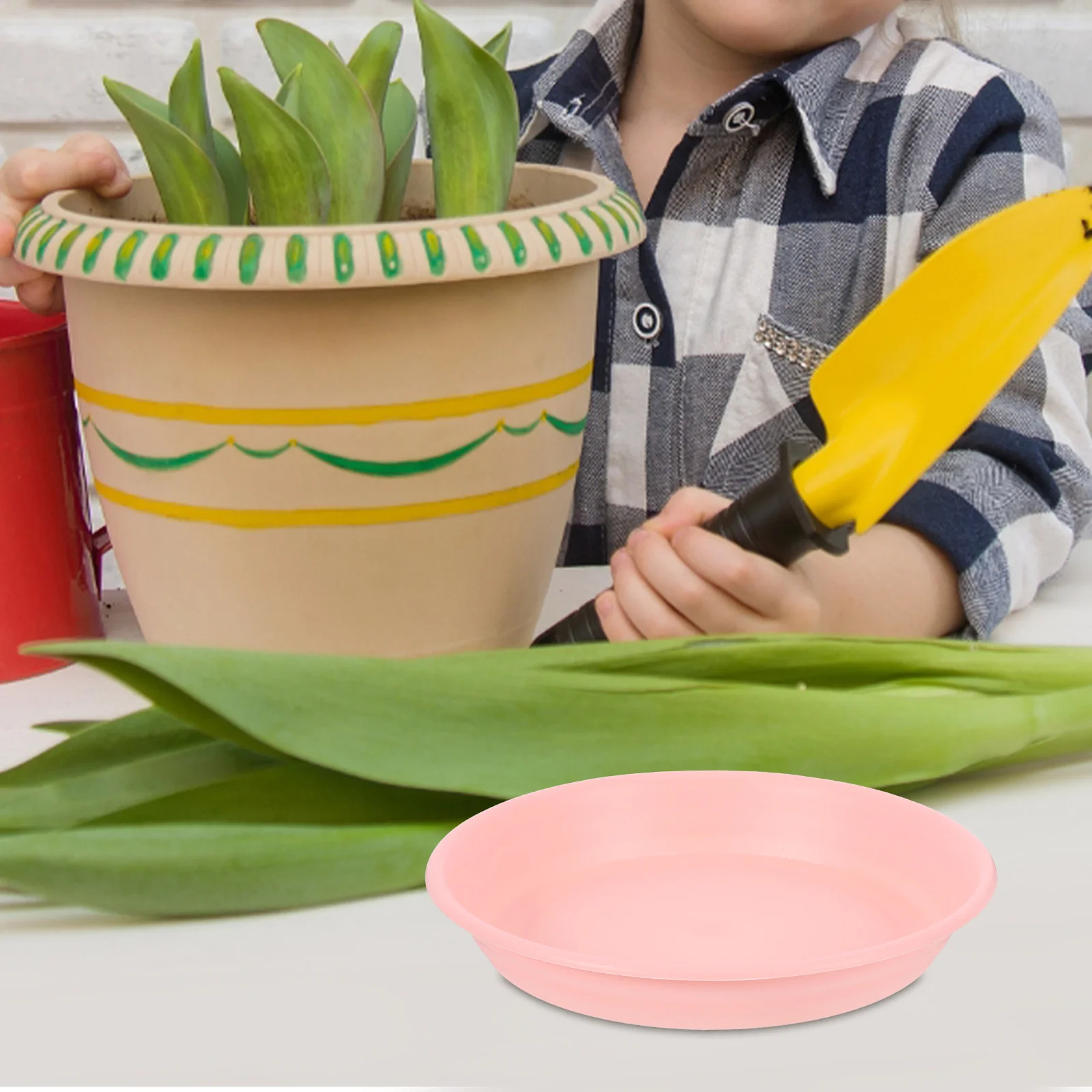 

10pcs Plant Saucers Round Thickened Drip Trays For Indoor Garden Waterproof Flower Pot Base Ceramic-Like Design Bonsai Water