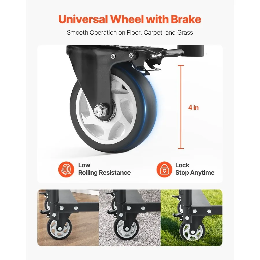 Folding Chair Rack Cart for 5 Tables+14 Chairs of 400LBS with Casters