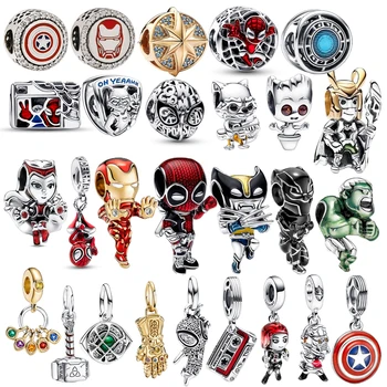 Disney 925 Plata De Ley Marvel Charm Galaxy Guard Super Spider Man Beads Fit Pandora Super Man Bransoletka DIY Wisiorek Biżuteria Prezent