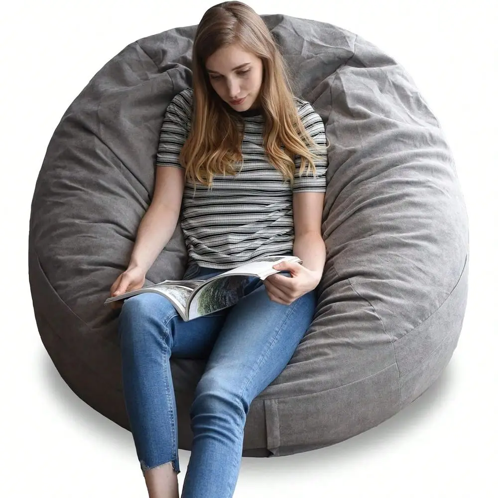 Durable Bean Bag Cover For AdultsJust Cover,No Filler 4Ft Hine Washable Lar Size Sofa Cover Stone Grey Variant 1