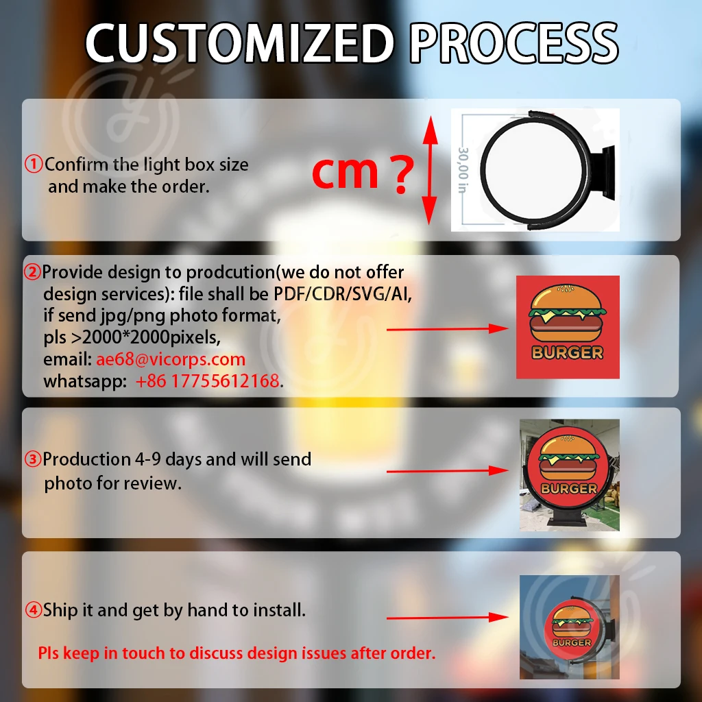 Custom 360 Rotating Light Box Personalized Double Sided Outdoor Logo Business Sign Advertising Waterproof Signage Gym Signboard