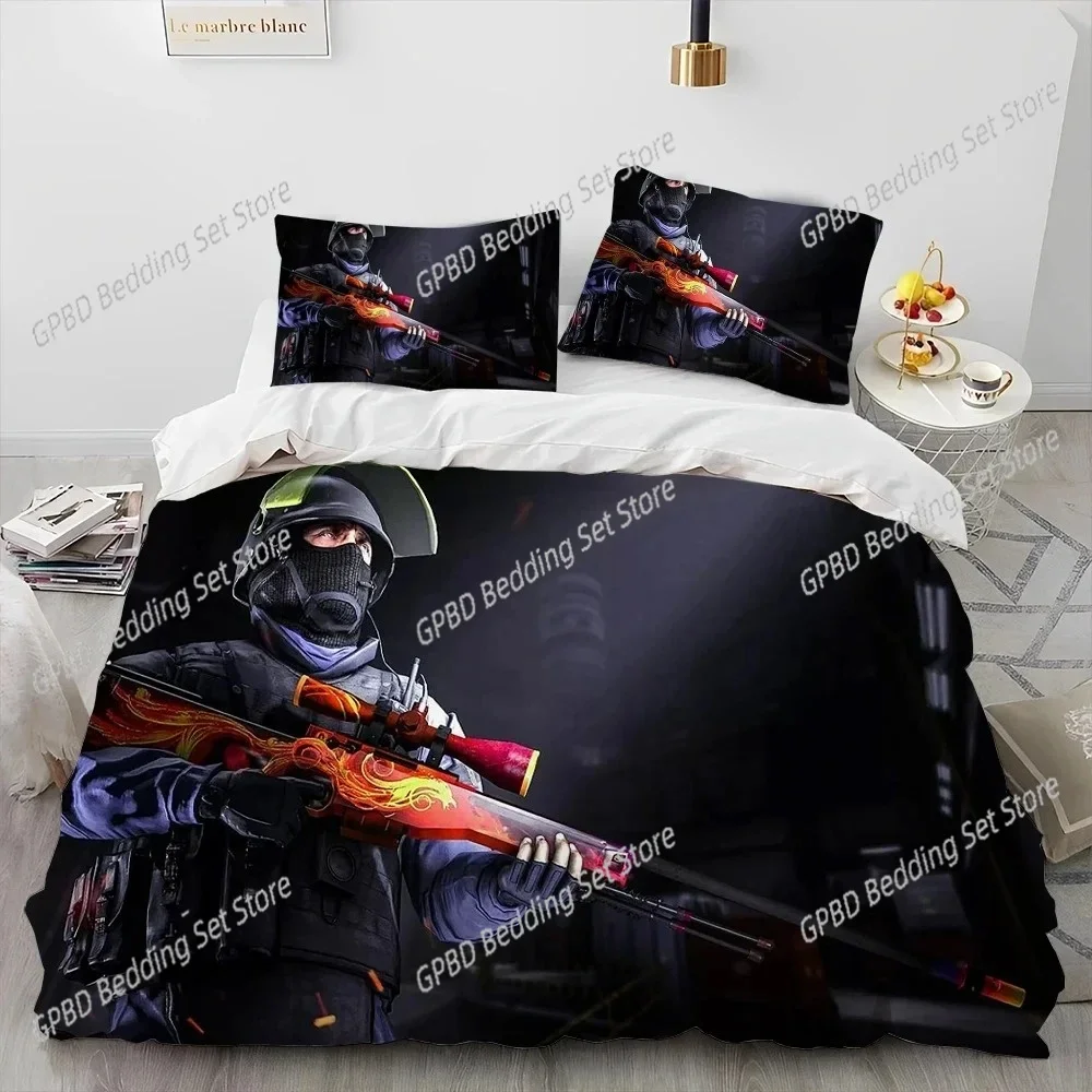 CS GO Game Gamer Counter Strike Comfortable Duvet Quilt Cover Pillowcase Bedding Set Children Bedroom Decoration Home Textile