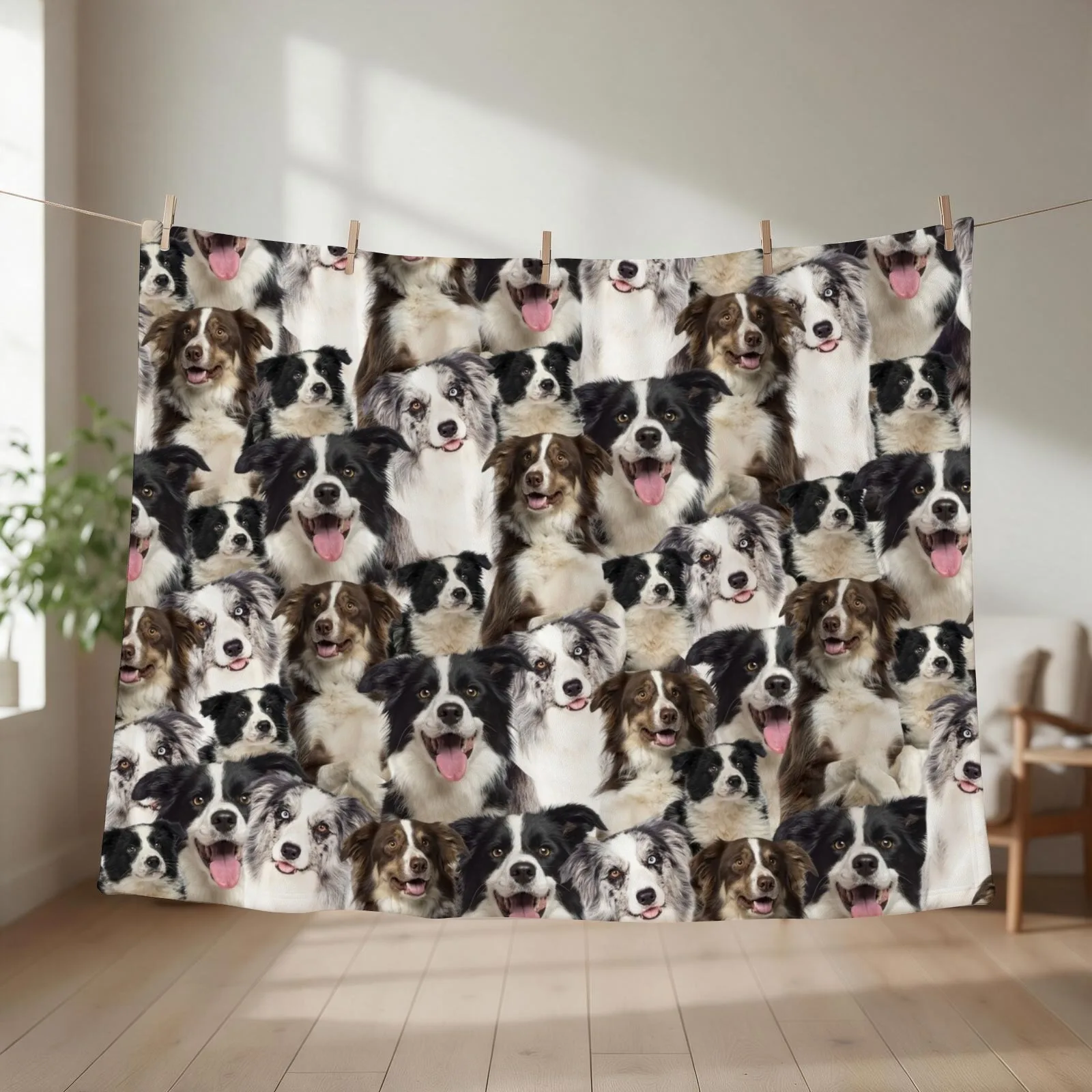 Border Collie Dog Throw Blanket couch cozy soft plush fuzzy picnic outdoor blanket