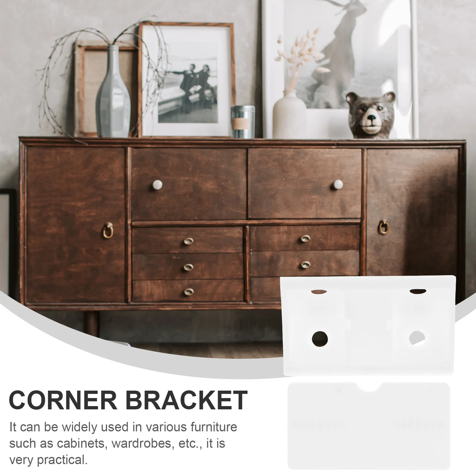 

100pcs Cabinet Connector Shelf Bracket Furniture Corner Kitchen Cupboard Brackets Plastic Black Color Durable Sturdy Hardware