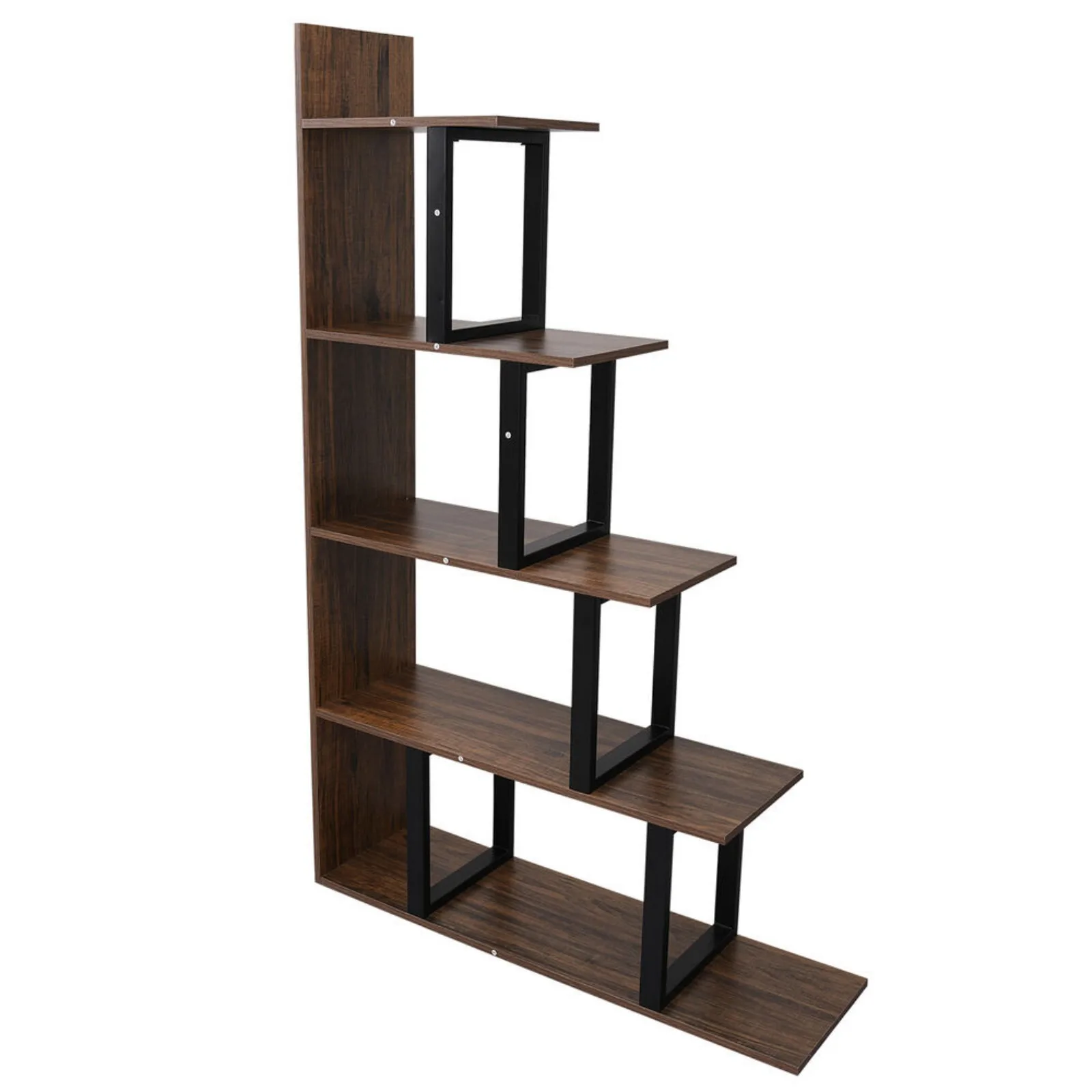 Ladder Corner Bookshelf 5 Tier Bookcase Storage Display Wood with Open Shelf United States