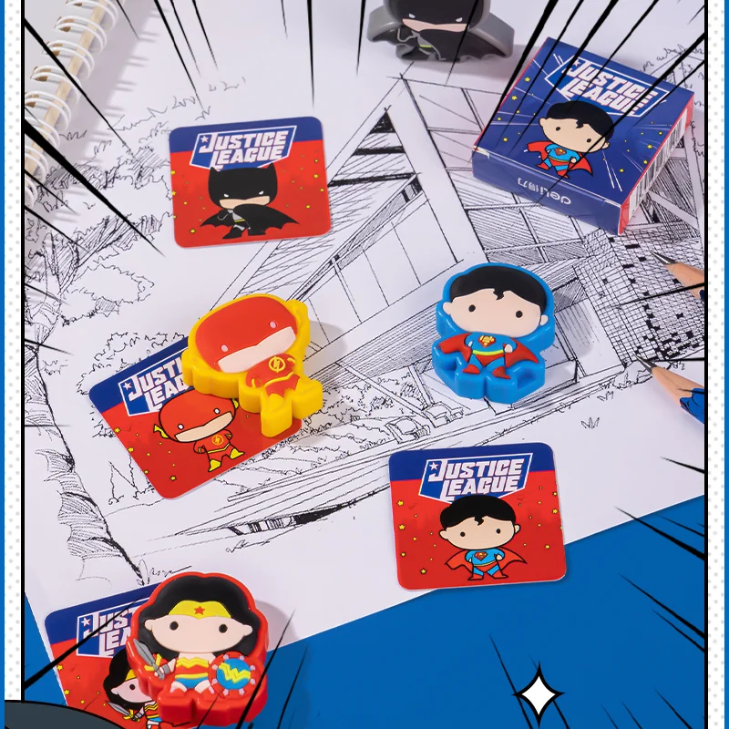 4Pcs DELI XP103 Justice League DC Erasers School Student Supplies Stationery