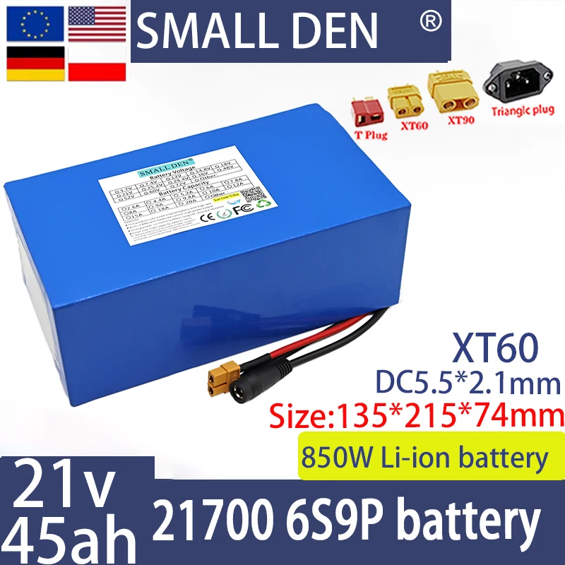 New 21V 45ah 21700 6S9P lithium-ion battery, 40A built-in BMS high-power rechargeable battery, large capacity solar outdoor