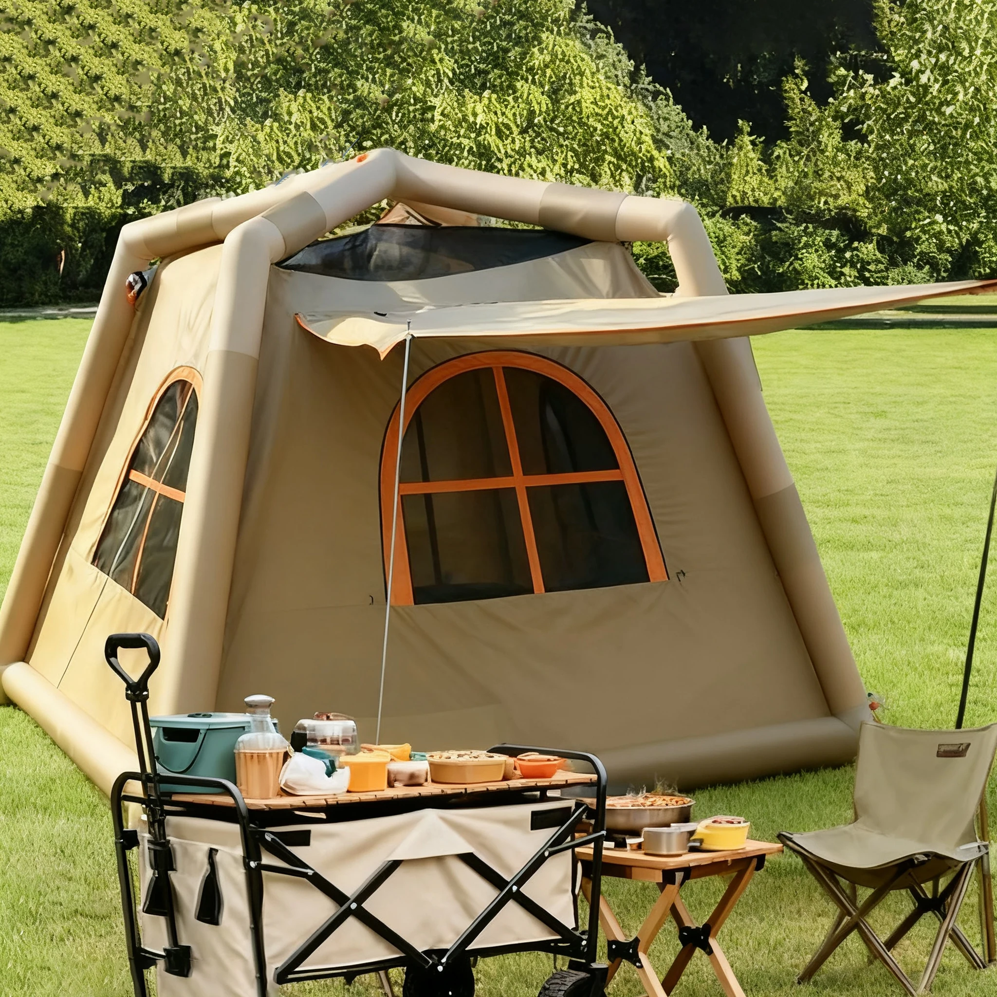 

STLF Factory Custom Oxford Four-Season Inflatable Camping Tent Outdoor Portable Folding Quick-Open No-Assembly Required Waterpro