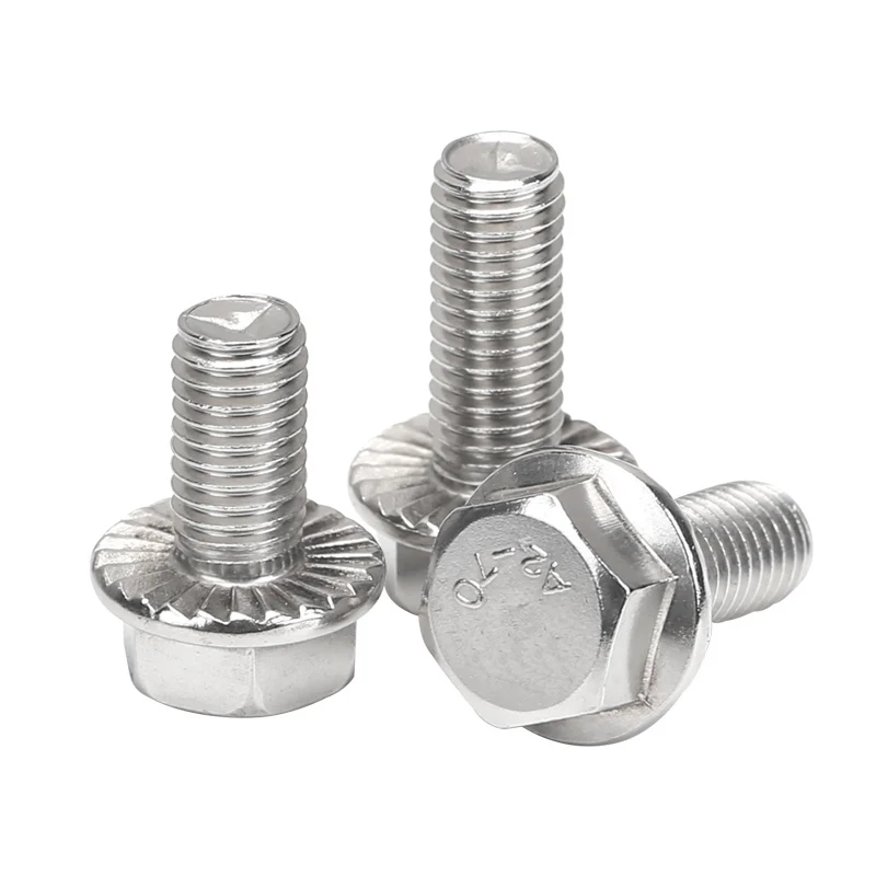 A2-70 304 Stainless Steel Hexagon Head with Serrated Flange Cap Screw Hex Washer Head Bolt DIN6921 M4 M5 M6 M8 M10 M12