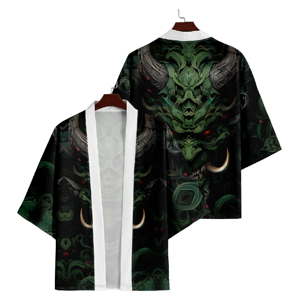 

Plus Size 6XL 5XL Oversized Japanese Anime Demon Print Cardigan Women Men Harajuku Cosplay Shirts Yukata Haori Kimono