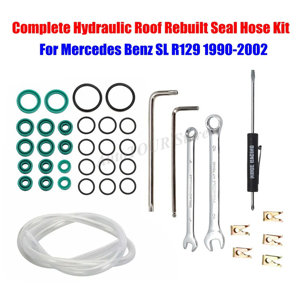 Komplettes hydraulisches Dach-Dichtungsset, Schlauch, Schraubenschlüssel, Klemmen, O-Ring für Mercedes Benz SL R129 von 1990-2002, alle Zylinder 1298000272