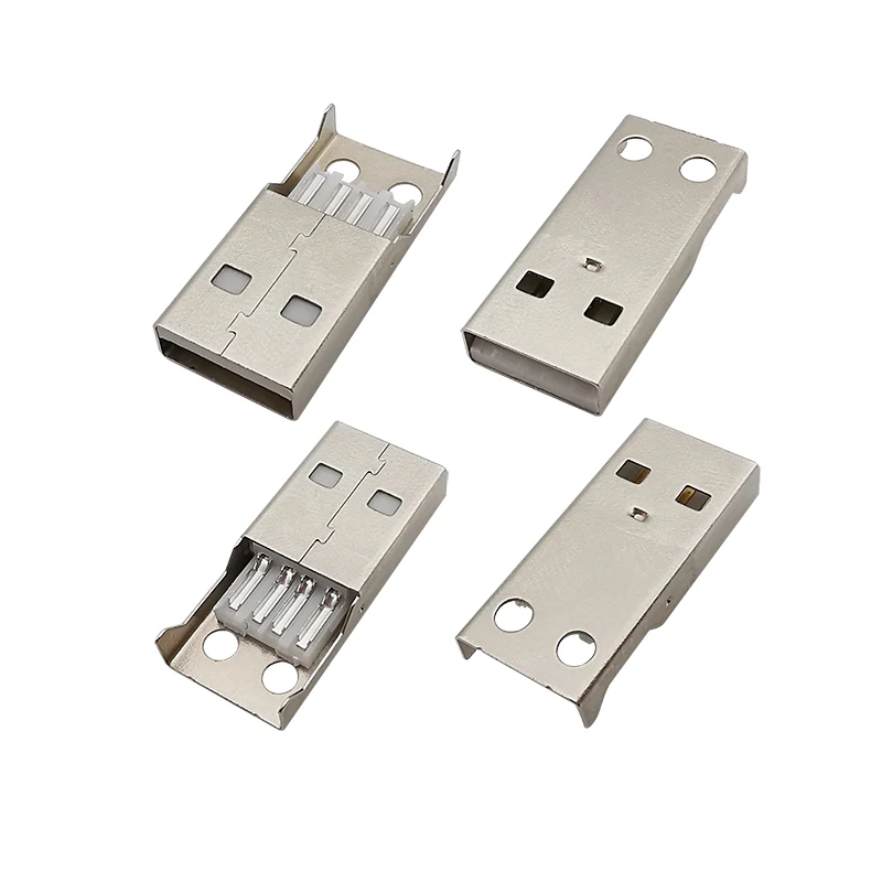 USB 2.0タイプaオスプラグ,4ピン,はんだ付けコネクタ,データケーブルの修理,DIY,10個