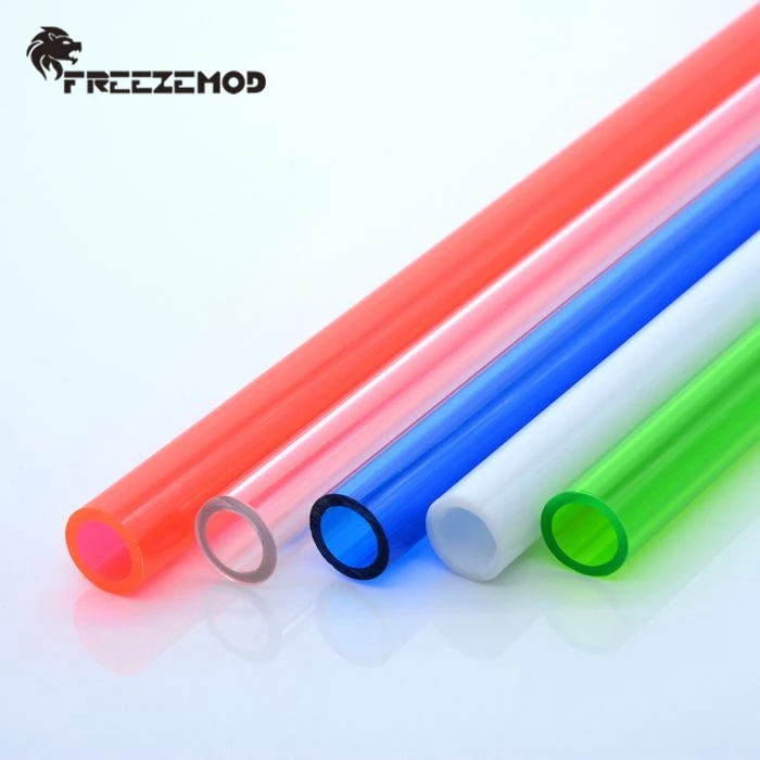 FREEZEMOD-tubos duros transparentes de refrigeración por agua para PC, 10mm x 14mm, 50cm, PETG, verde, rojo, blanco, azul, componentes transparentes