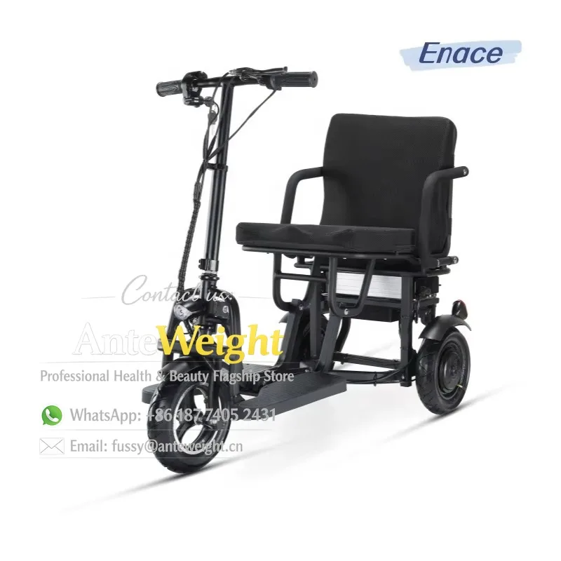 23kg Comfortable Light Folding Powerful 350W Aluminum Alloy 3 Wheels  Adults Handicapped Disabled Safety