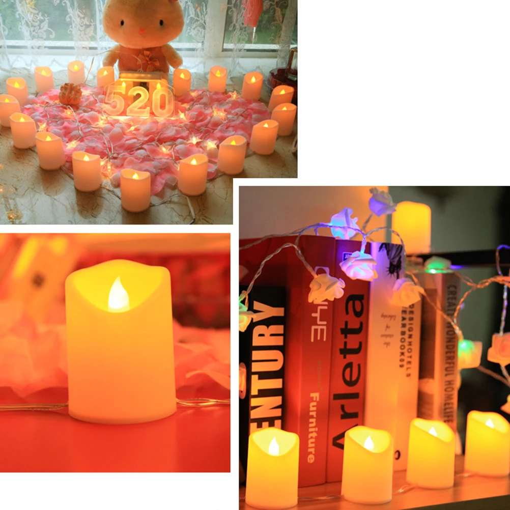 

10 LED String Lights USB Chargeable Glitter Candles Flameless Wax Proposal Wedding Decoration Safe Kids Pet Friendly LED