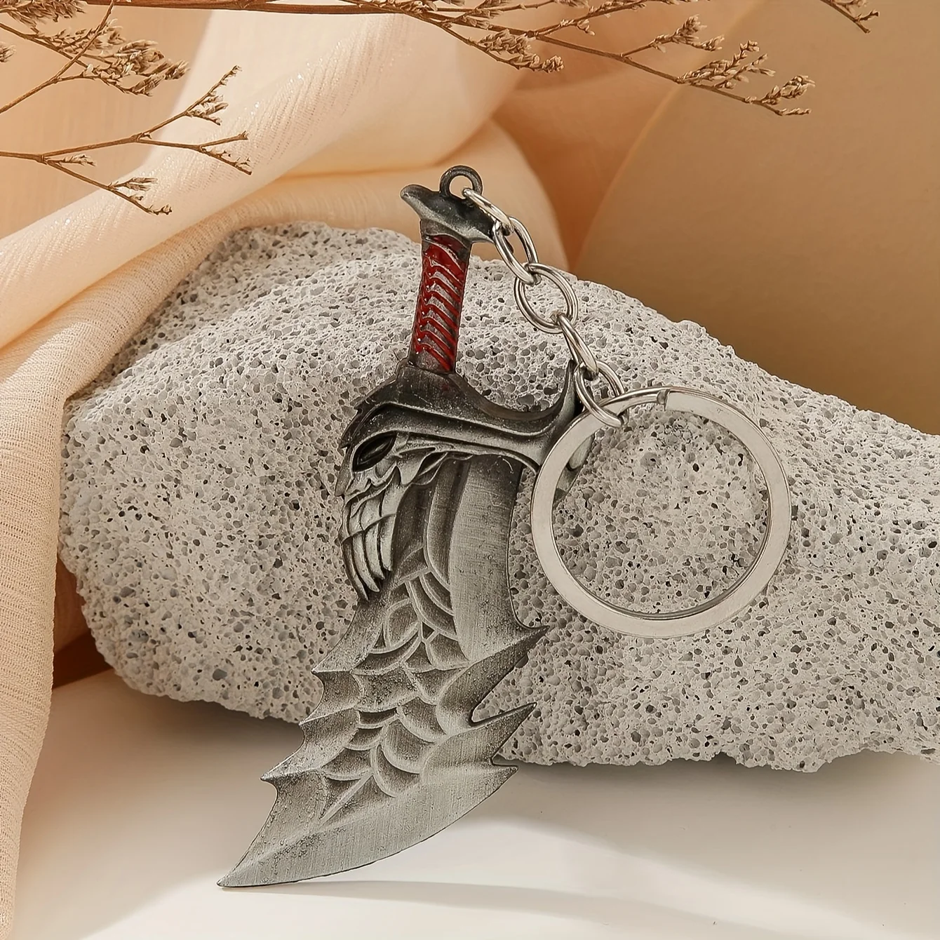 1PC alloy hip-hop handsome big knife men's keychain, party accessories, big knife weapon model keychain image 4