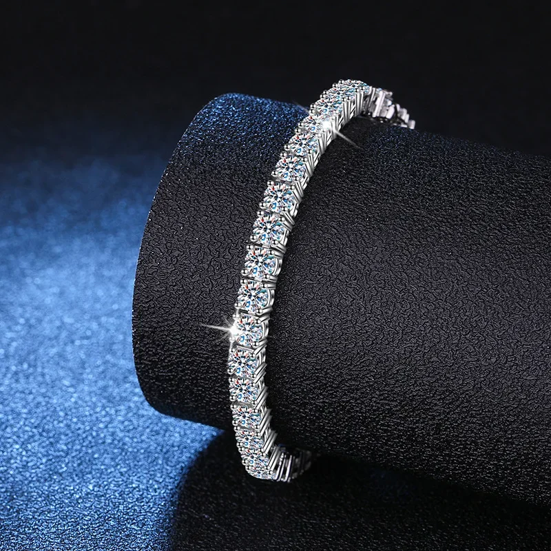 18K gold D color VVS diamond set bracelet plated PT950 platinum bracelet full row of tennis moissanite jewelry for men and women