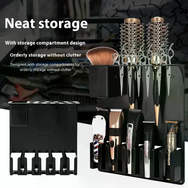 

Wall Electric Clipper Rack Hair Trimmer Shaver Holder Mounted Hair Dryer Barber Storage Box Salon Practical Tool