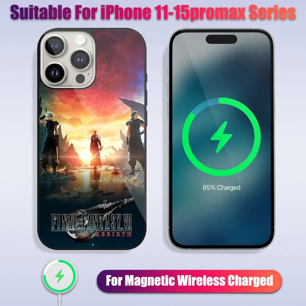 Game Final Fantasy VII Remake 7 Phone Case For iPhone 13 14 15 11 12 Pro Max Plus Wireless Glass Charging Magsafe Magnetic Shell