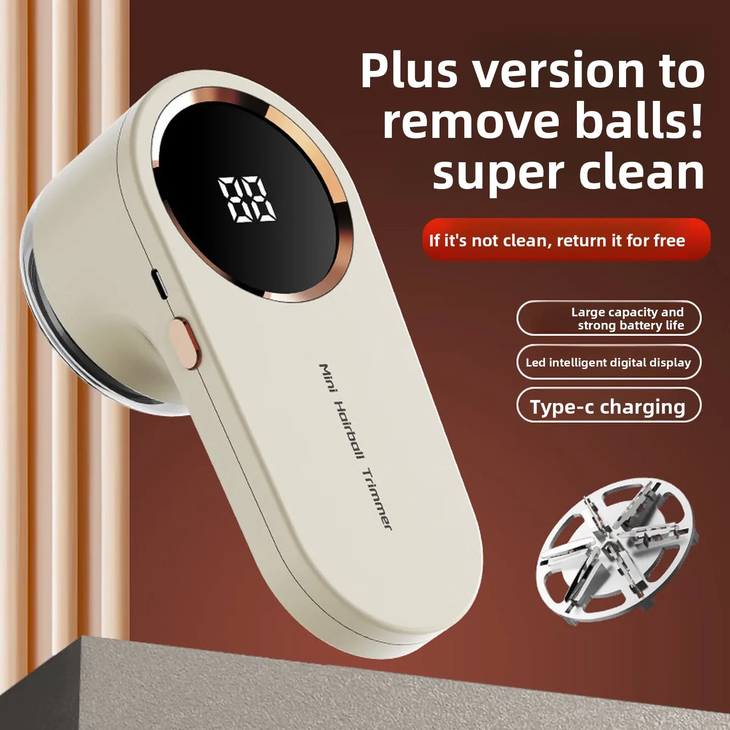 Rechargeable Fabric Shaver Digital Display Lint Remover with 2 Cutter Heads for Sweater Clothes Laundry Shop Home 보풀 제거기