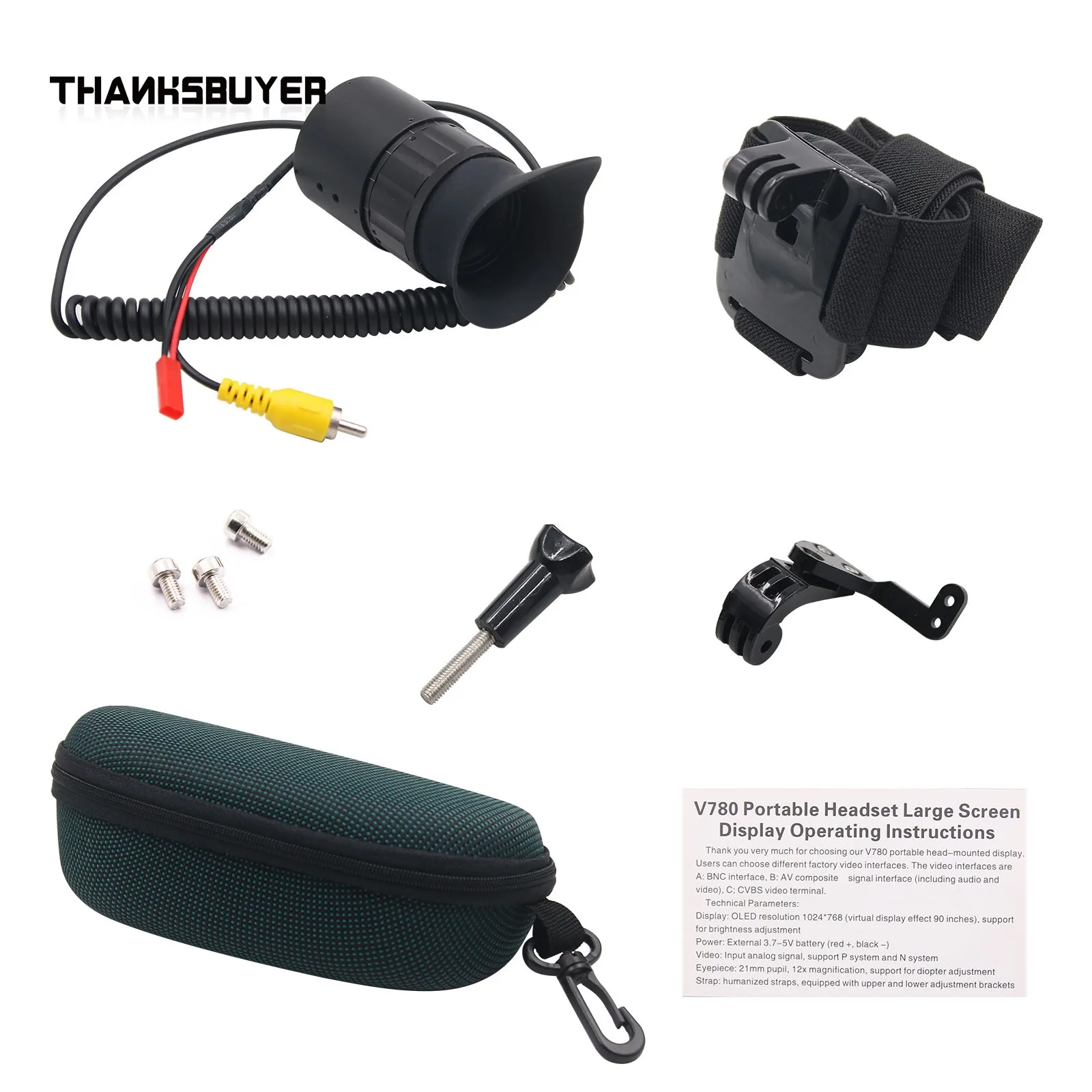 

V780 Head-Mounted Display 0.5" OLED 12X Viewfinder Magnifier for Night Version Camera