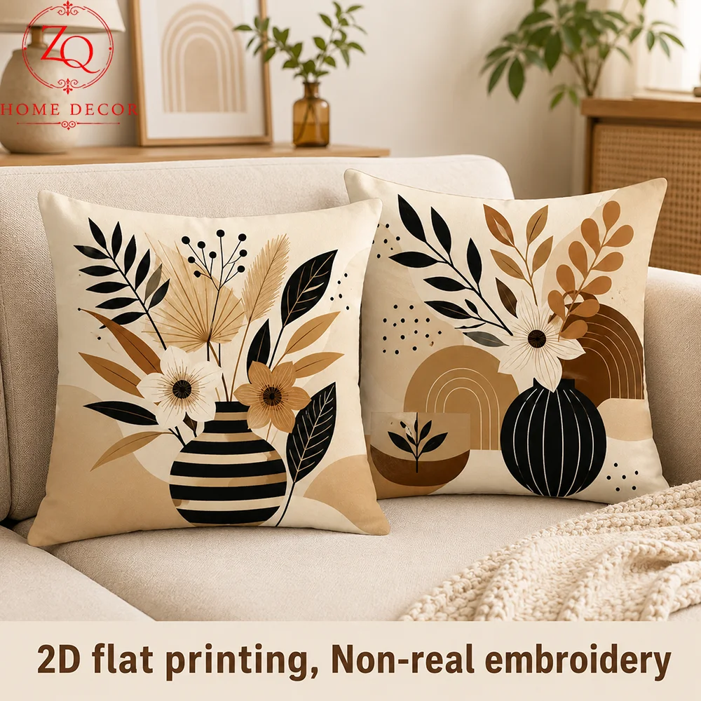 2D Flat Printed Gnome Cushion Cover Soft Peach Skin Christmas Pillowcase Cute Sleigh Throw Pillow Case For Couch Sofa Bed Car