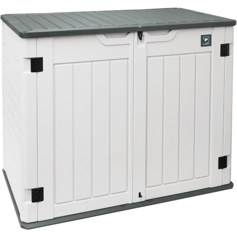 

35 cubic feet outdoor storage shed, large resin storage box, garden courtyard terrace storage box, waterproof lockable cabinet