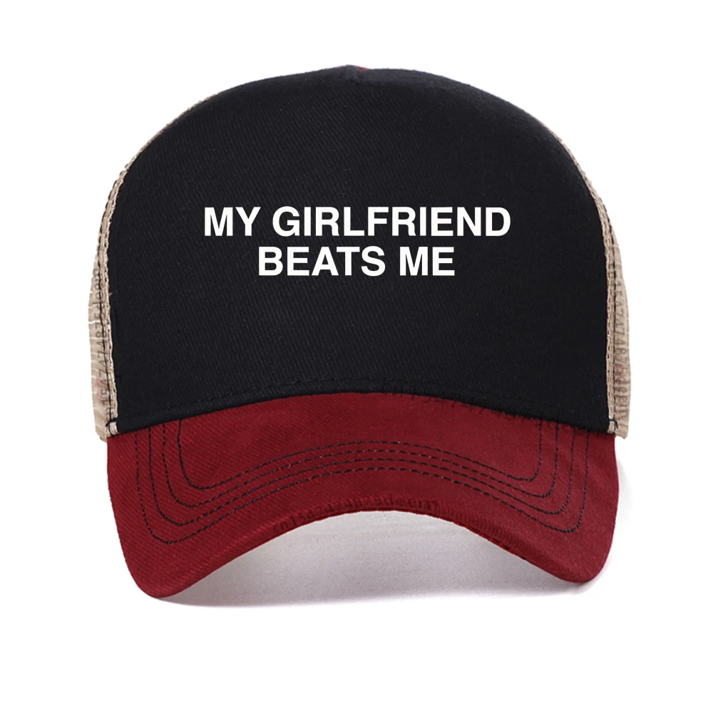 My Girlfriend Beats Me baseball cap casual Relationship Humor Love hat fashion Breathable mesh trucker hats