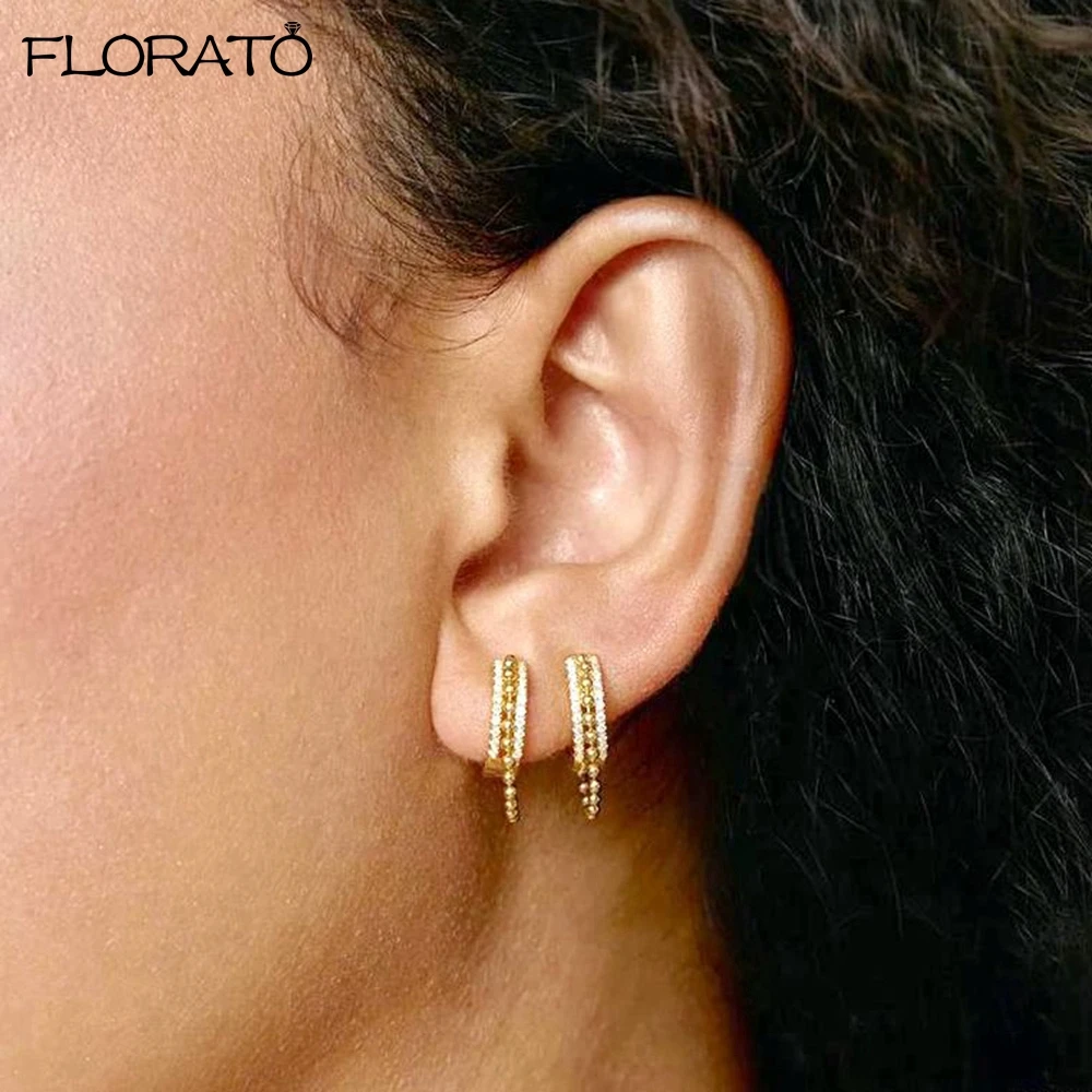 

2026 New Gold Color Punk Metal Chain Earrings 925 Silver Needle Small Hoop Earrings for Women Party Trend Piercing Jewelry Gift