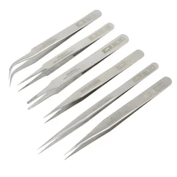 Original RHINO 6pcs/set Made in Japan Dull polish Stainless Steel Tweezers High accuracy Tweezers tools set for Antimagnetic