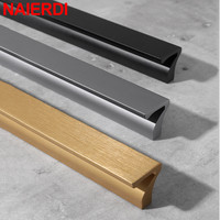 NAIERDI Luxury Brushed Gold Cabinet Handle Drawer Aluminum Alloy Long Furniture Handles Customizable Kitchen Cupboard Door Pulls