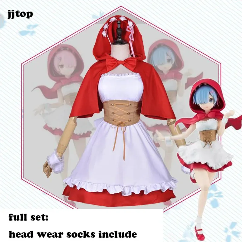 

Аниме Ram REM Red Riding Hood ver re Zero Kara hajimeru isekai Seikai карнавальный костюм женский косплей полный комплект