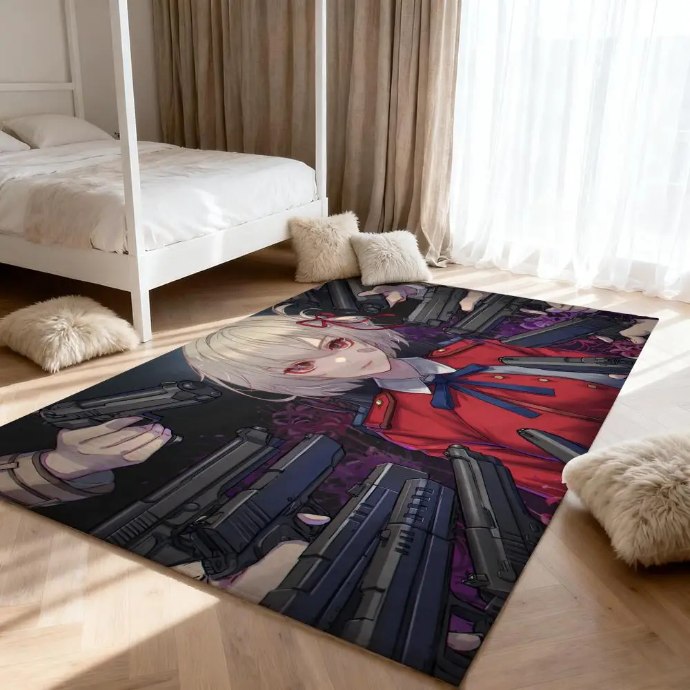 

L-Lycoris RecoilS Anime Floor Mat Soft Thickened Absorbent Non-Slip Bedroom Living Room Door Mat Home Decor Flannel Rugs