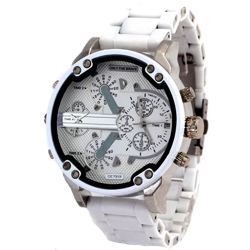 Montre à quartz avec ceinture en silicone pour hommes et femmes, horloge de sport, montre d\'affaires, grand cadran, blanc, individuel, nouvelle mode