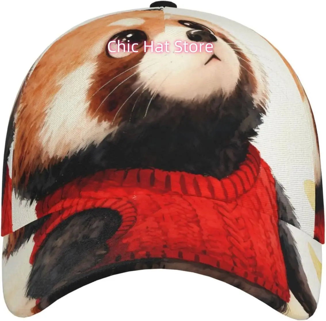 Raccoon Leaf Pattern Baseball Cap Adjustable Cotton Baseball Hat for Sports, Outdoor, Travel Gifts for Men Black