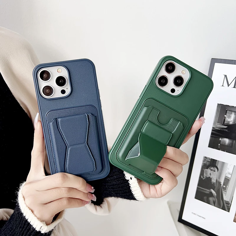 

Luxury Wallet Card Slot Folding Invisible Bracket Leather Shockproof Phone Case for iPhone 15 Pro Max 13 12 14 Pro Max Cover