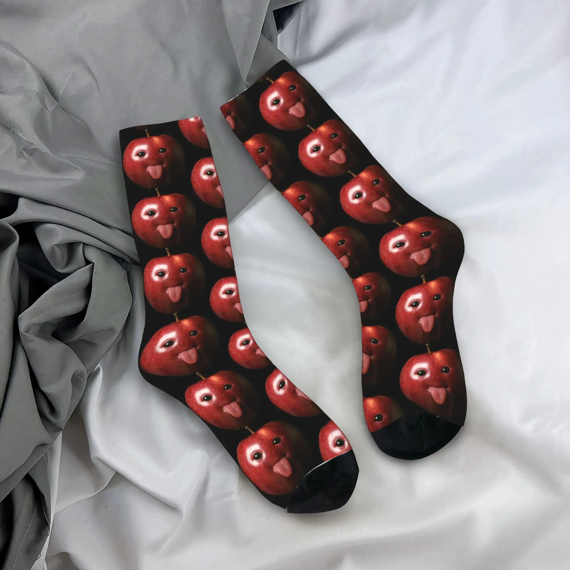 Funny Silly AI Apple Gen Z Meme Socks  Gothic Stockings Autumn Anti Sweat Unisex Men Socks Soft Skateboard Socks